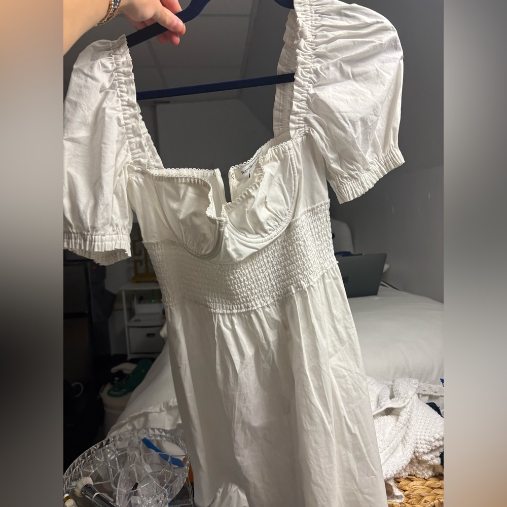 White Puff Sleeve Mini Dress